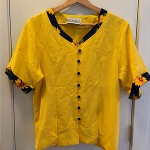Yellow Floral Button Down Shirt